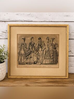Vintage Framed Godey’s Fashions for July 1872 Print | Victorian Fashion Antique